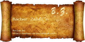 Bacher Zalán névjegykártya