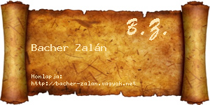Bacher Zalán névjegykártya
